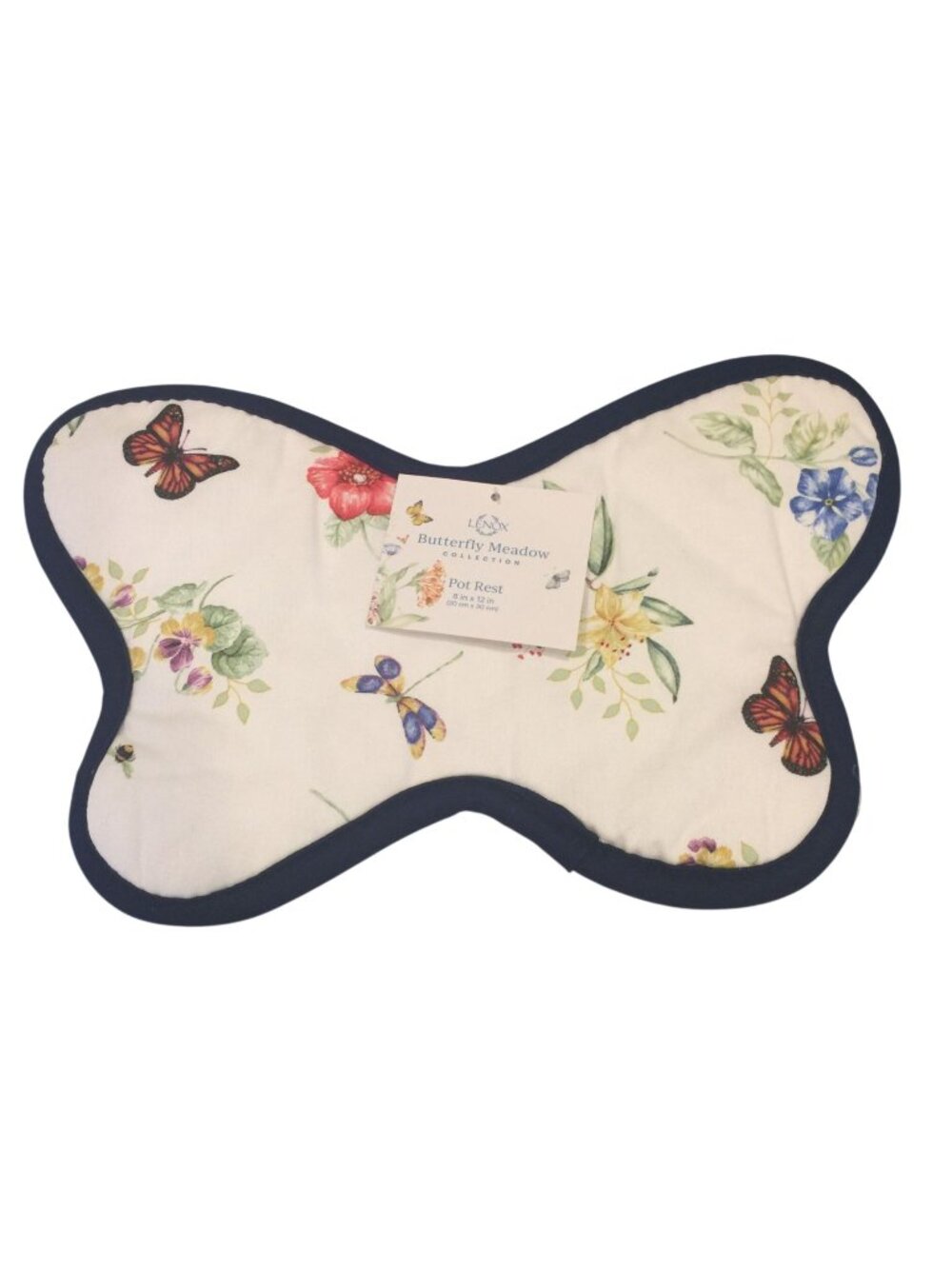 Lenox Butterfly Meadow Collection Pot Rest 8" x 12" Navy Backing 100% Cotton